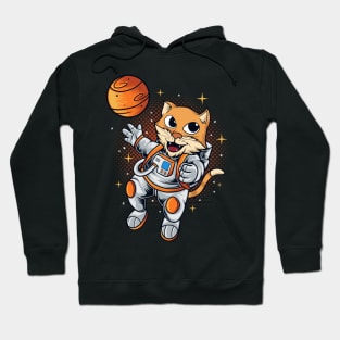 Astronaut cat with galaxy in hand Hoodie